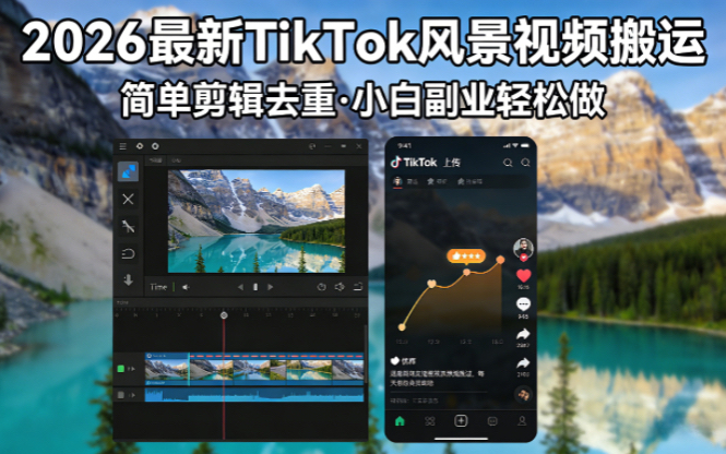 （18001期）2026最新TikTok风景视频搬运简单剪辑去重小白副业月入 8000 - 臻优资源网