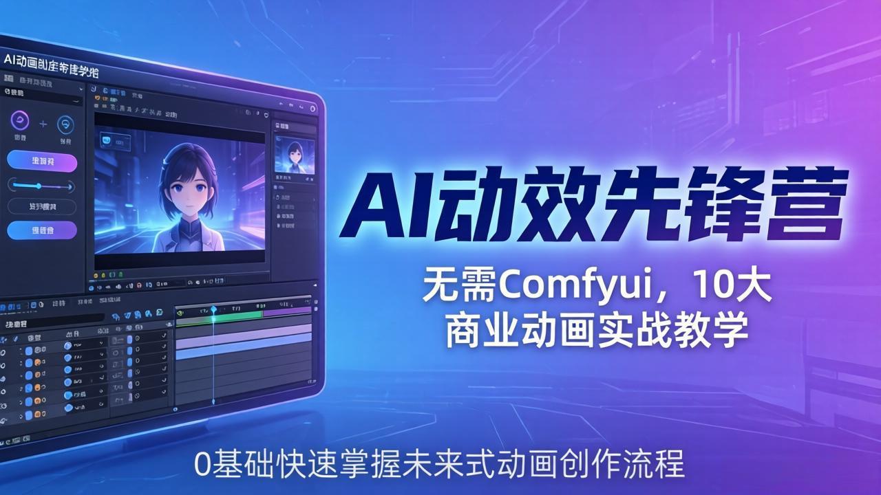 （18077期）AI 动效先锋营：无需Comfyui，10大商业动画实战教学，0基础快速掌握未来式动画创作流程 - 臻优资源网