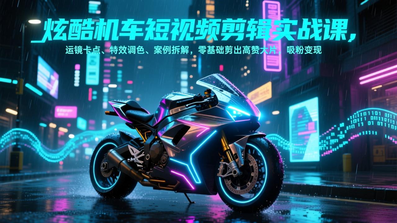 （17304期）炫酷机车短视频剪辑实战课，运镜卡点、特效调色、案例拆解，零基础剪出高赞大片，吸粉变现 - 臻优资源网