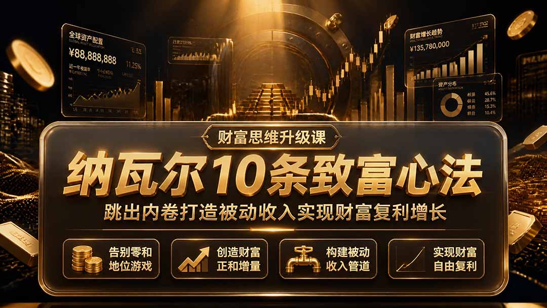（19628期）付费文章：纳瓦尔10条致富心法，跳出内卷打造被动收入实现财富复利增长 - 臻优资源网
