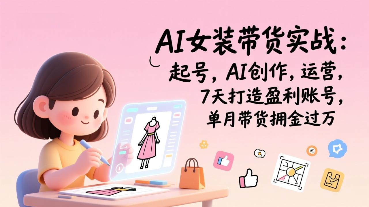 （17088期）AI女装带货实战：起号，AI创作，运营，7天打造盈利账号，单月带货佣金过万 - 臻优资源网