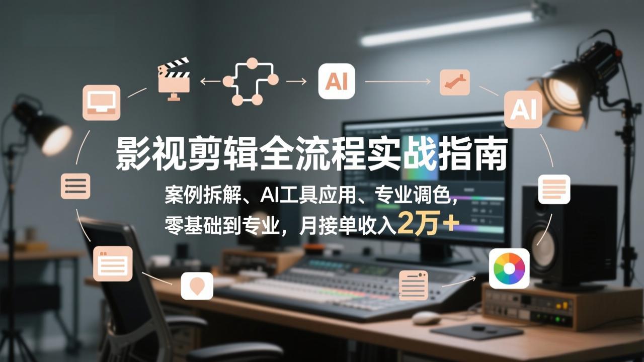 （17338期）影视剪辑全流程实战指南，案例拆解、AI工具应用、专业调色，零基础到专业，月接单收入2万+ - 臻优资源网