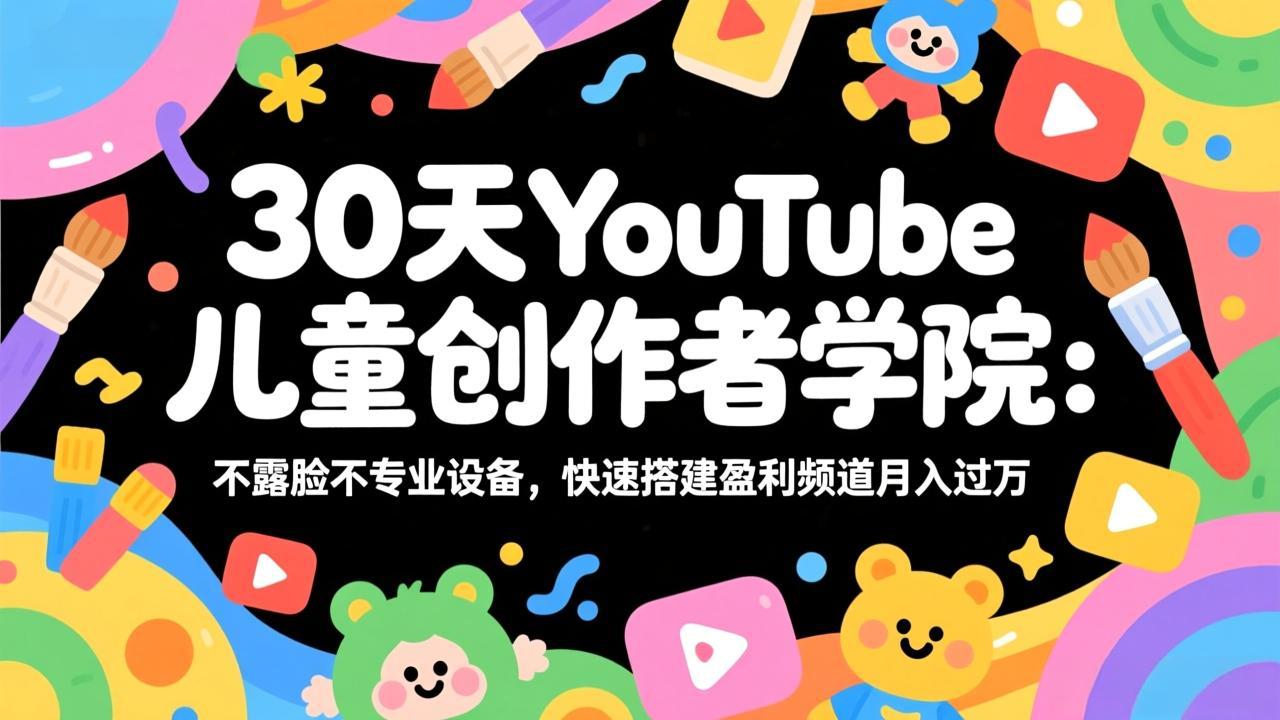 （17554期）30天YouTube儿童创作者学院：不露脸不专业设备，快速搭建盈利频道月入过万 - 臻优资源网