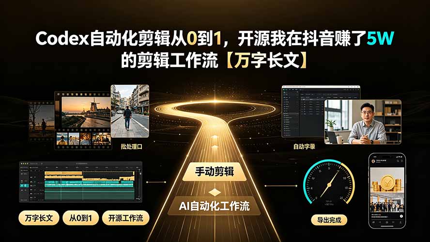 （19504期）Codex自动化剪辑从0到1，开源我在抖音赚了5W 的剪辑工作流【万字长文】 - 臻优资源网