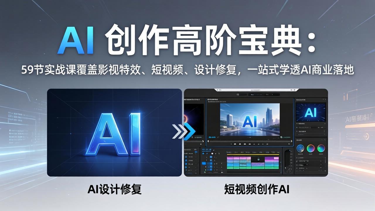 （17887期）AI 创作高阶宝典：59节实战课覆盖影视特效、短视频、设计修复，一站式学透AI商业落地 - 臻优资源网