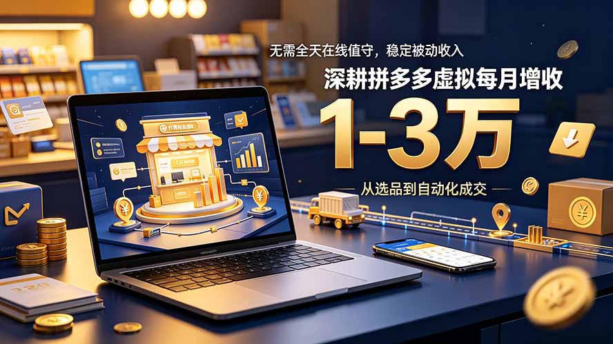 （19326期）无需全天在线值守，稳定被动收入，深耕拼多多虚拟每月增收 1-3 万 - 臻优资源网