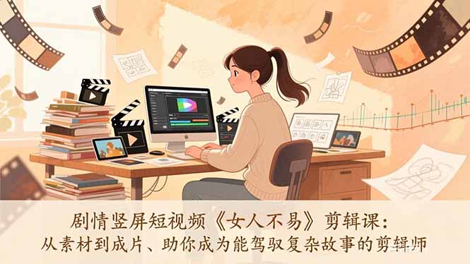 （17305期）剧情竖屏短视频《女人不易》剪辑课：从素材到成片、助你成为能驾驭复杂故事的剪辑师 - 臻优资源网