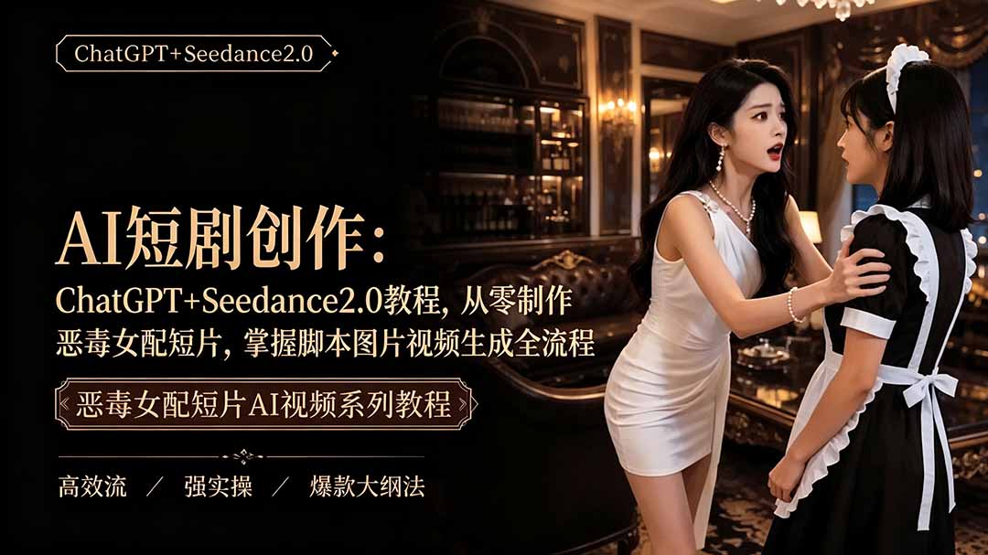 （19545期）AI短剧创作：ChatGPT+Seedance2.0教程，从零制作恶毒女配短片，掌握脚本图片视频生成全流程 - 臻优资源网