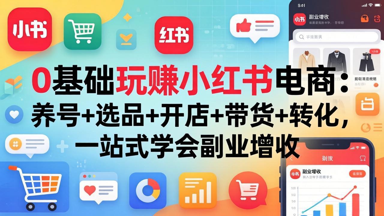 （17949期）0基础玩赚小红书电商：养号+选品+开店+带货+转化，一站式学会副业增收 - 臻优资源网