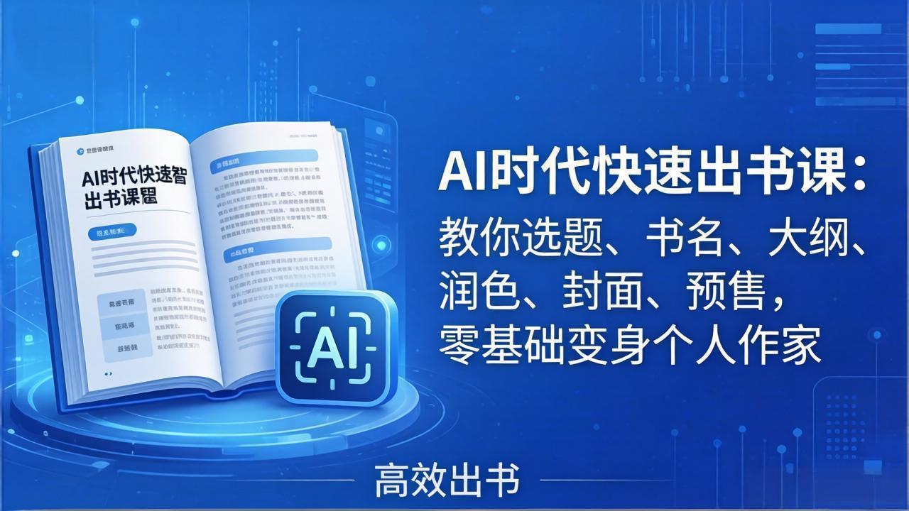 （17865期）AI时代7天闪电出书课：教你选题、书名、大纲、润色、封面、预售，零基础变身个人作家 - 臻优资源网