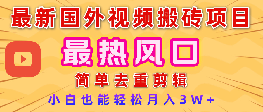 2025最新热门风口，国外视频搬砖项目，简单去重剪辑，小白也能轻松月入3W+ - 臻优资源网