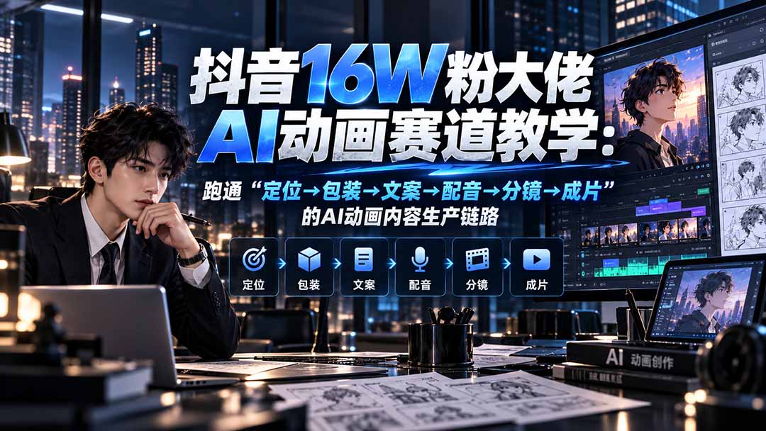 （20791期）抖音16W粉大佬规则门禁AI动画赛道教学：跑通“定位→包装→文案→配音→分镜→成片”的AI动画内容生产链路 - 臻优资源网