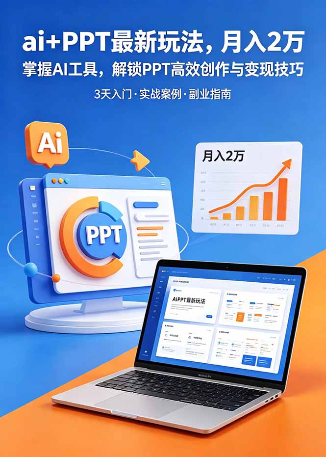 （18881期）ai+PPT最新玩法，月入2万掌握AI工具，解锁PPT高效创作与变现技巧3天入门，实战案例·副业指南 - 臻优资源网