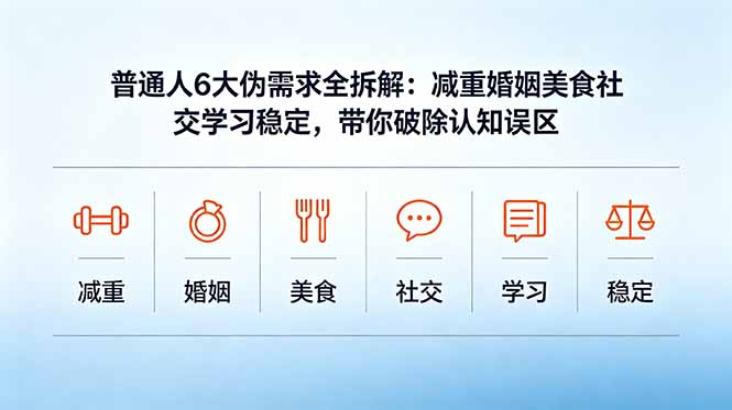 （18724期）付费文章：普通人6大伪需求全拆解：减重婚姻美食社交学习稳定，带你破除认知误区 - 臻优资源网