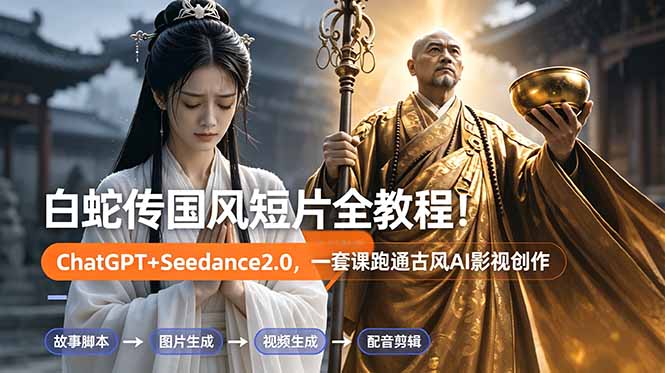 （18737期）白蛇传-国风短片全教程！ChatGPT+Seedance2.0，一套课跑通古风AI影视创作 - 臻优资源网