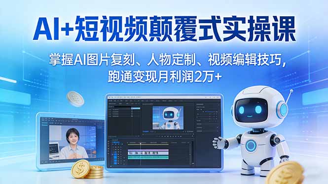 （17454期）AI+短视频颠覆式实操课：掌握AI图片复刻、人物定制、视频编辑技巧，跑通变现月利润2万+ - 臻优资源网