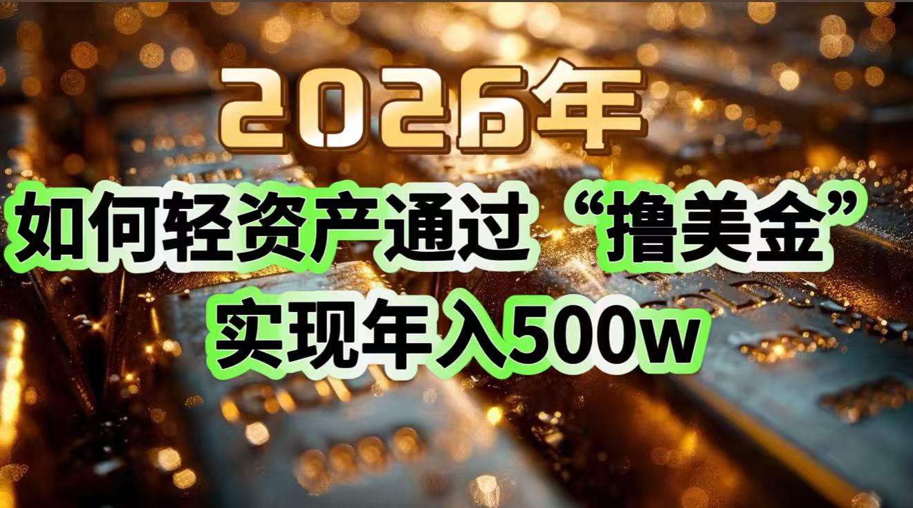 （17033期）2026年如何轻资产通过“撸美金”实现年入500w - 臻优资源网