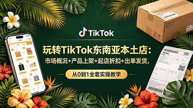 （19045期）玩转TikTok东南亚本土店：市场概况+产品上架+起店折扣+出单发货，从0到1全套实操教学 - 臻优资源网