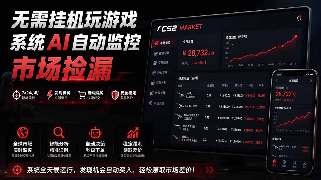 （19555期）系统AI自动监控市场捡漏，不用玩游戏|只需要一部手机|支持任何形式数据验证 - 臻优资源网