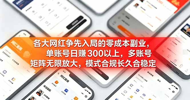 （19092期）各大网红争先入局的零成本副业，单账号日赚 300 以上，多号矩阵可放大，模式合规长久稳定！ - 臻优资源网