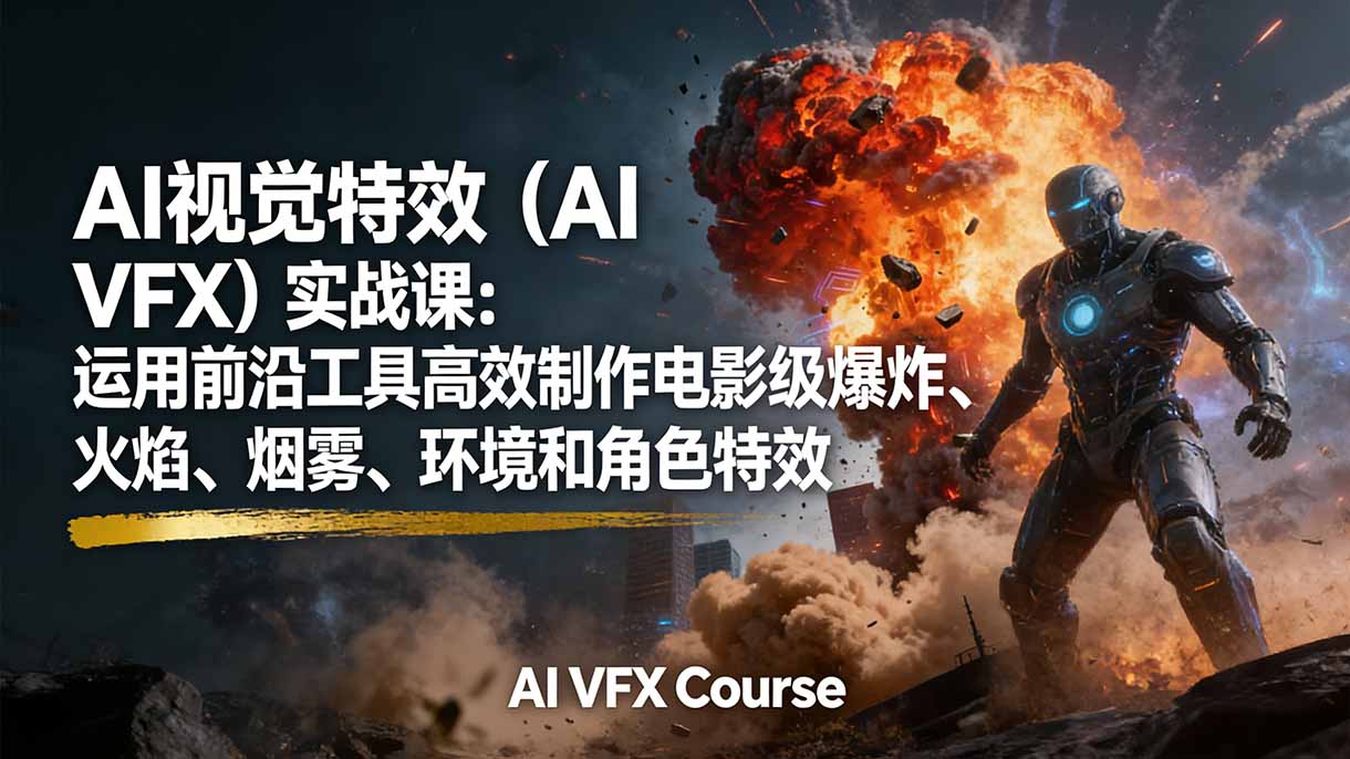 （17212期）AI视觉特效（AI VFX）实战课：运用前沿工具高效制作电影级爆炸、火焰、烟雾、环境和角色特效 - 臻优资源网