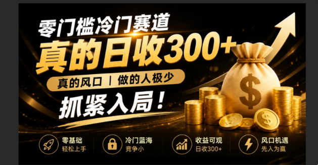 （19575期）零成本冷门赛道，真的日300+真风口，做得人极少！赶紧入局，超级简单！ - 臻优资源网