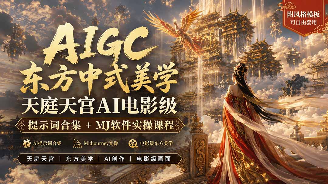 （19998期）AIGC东方中式美学天庭天宫AI电影级提示词合集+MJ软件实操课程 - 臻优资源网