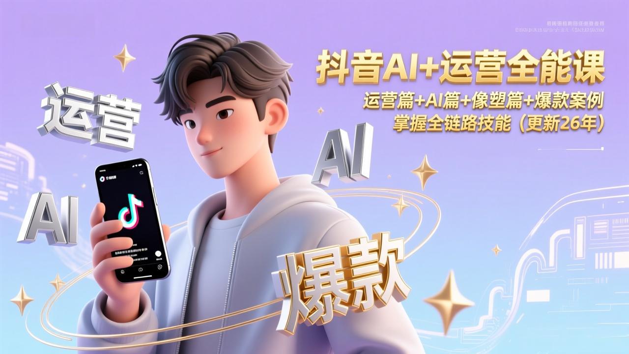 （17078期）抖音AI+运营全能课，运营篇+AI篇+像塑篇+爆款案例，掌握全链路技能（更新26年） - 臻优资源网