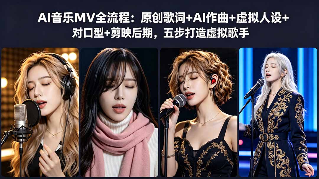 （18710期）AI音乐MV全流程：原创歌词+AI作曲+虚拟人设+对口型+剪映后期，五步打造虚拟歌手 - 臻优资源网