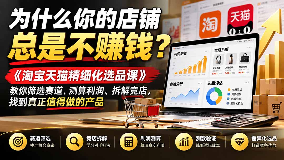 （21171期）为什么你的店铺总是不赚钱？《淘宝天猫精细化选品课》教你筛选赛道、测算利润、拆解竞店，找到真正值得做的产品 - 臻优资源网