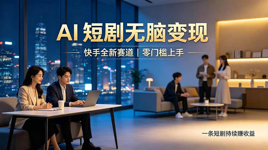 （19577期）别乱找副业了，快手 AI 短剧零门槛长久被动增收 - 臻优资源网