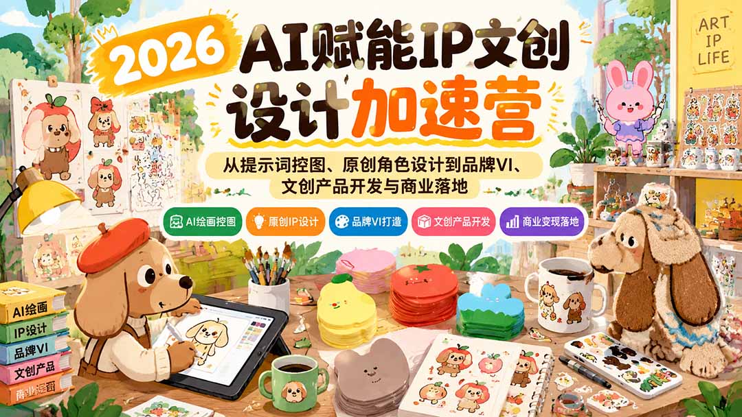 （21151期）2026AI赋能IP文创设计加速营：从提示词控图、原创角色设计到品牌VI、文创产品开发与商业落地 - 臻优资源网
