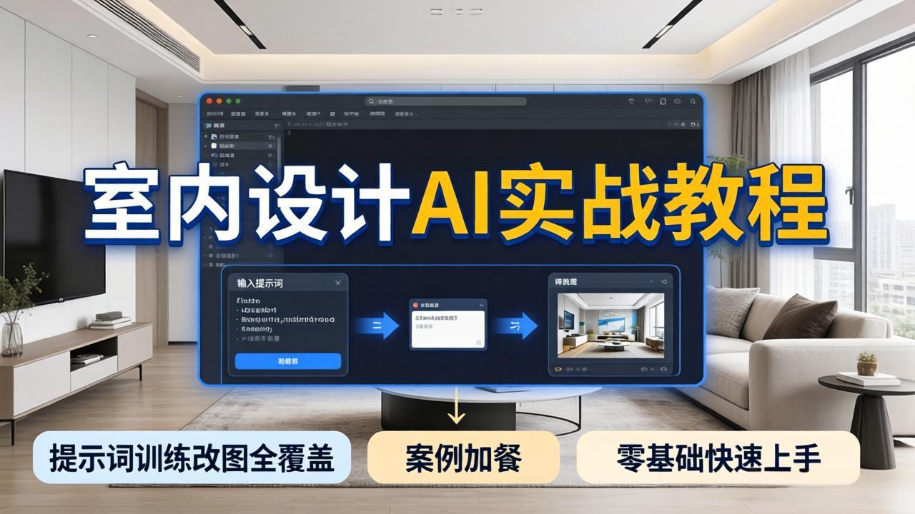 （18216期）2026室内设计AI实战教程，提示词训练改图全覆盖，搭配案例加餐，零基础也能快速上手 - 臻优资源网
