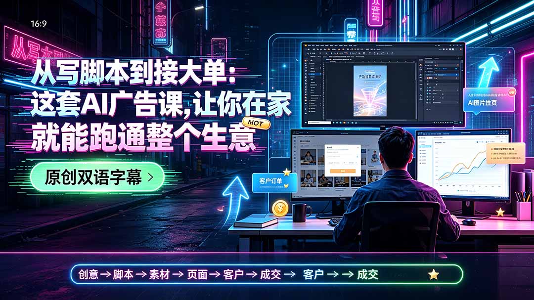 （19318期）从写脚本到接大单：这套AI广告课，让你在家就能跑通整个生意【原创双语字幕】 - 臻优资源网