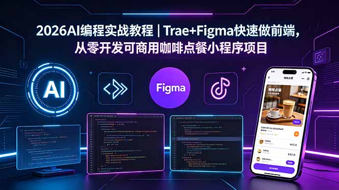 （18627期）2026AI编程实战教程｜Trae+Figma快速做前端，从零开发可商用咖啡点餐小程序项目 - 臻优资源网