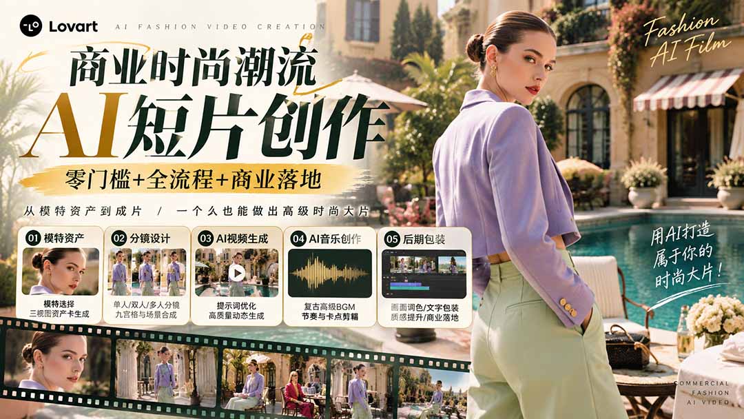 （21000期）从一张模特图到高级时尚广告大片：AI三视图资产、场景合成、电影分镜、动态生成与复古音乐剪辑实战课 - 臻优资源网