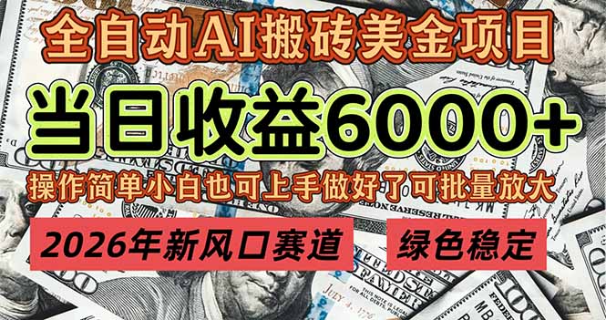 （17079期）2026年新风口赛道，当日6000+以上，可批量放大，月收入20万+，长期绿色稳定的项目 - 臻优资源网