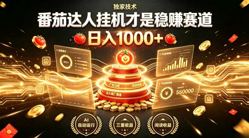 别再瞎找副业！番茄达人挂G才是稳賺赛道，日入1000+，全程傻瓜式操作，可矩阵放大【揭秘】 - 臻优资源网