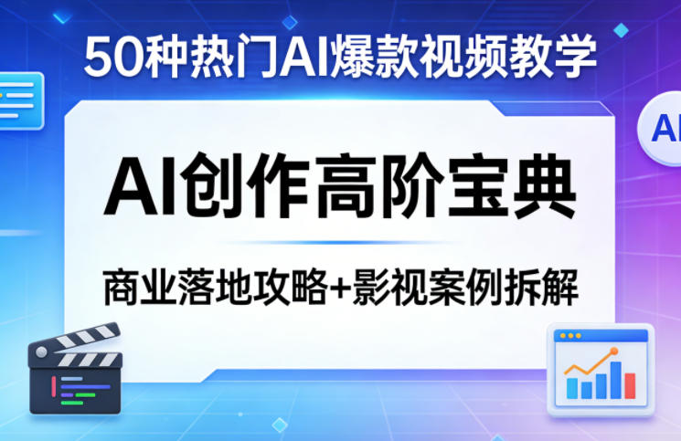 50种热门AI爆款视频教学，AI创作高阶宝典，商业落地攻略+影视案例拆解 - 臻优资源网
