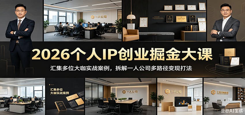 2026个人IP创业掘金大课：汇集多位大咖实战案例，拆解一人公司多路径变现打法 - 臻优资源网