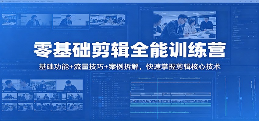 零基础剪辑全能训练营：基础功能+流量技巧+案例拆解，快速掌握剪辑核心技术 - 臻优资源网