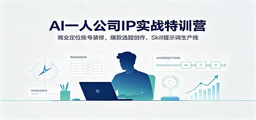 AI一人公司IP实战特训营：商业定位账号装修，爆款选题创作，Skill提示词生产线 - 臻优资源网