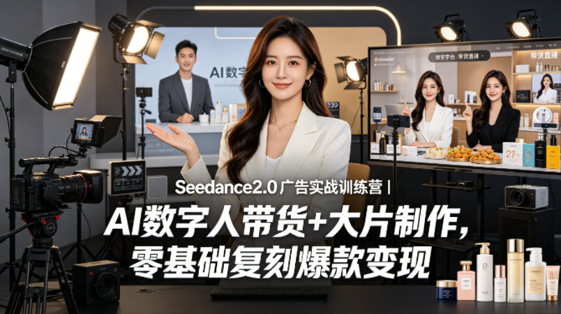 Seedance2.0广告实战训练营｜AI数字人带货+大片制作，零基础复刻爆款变现 - 臻优资源网