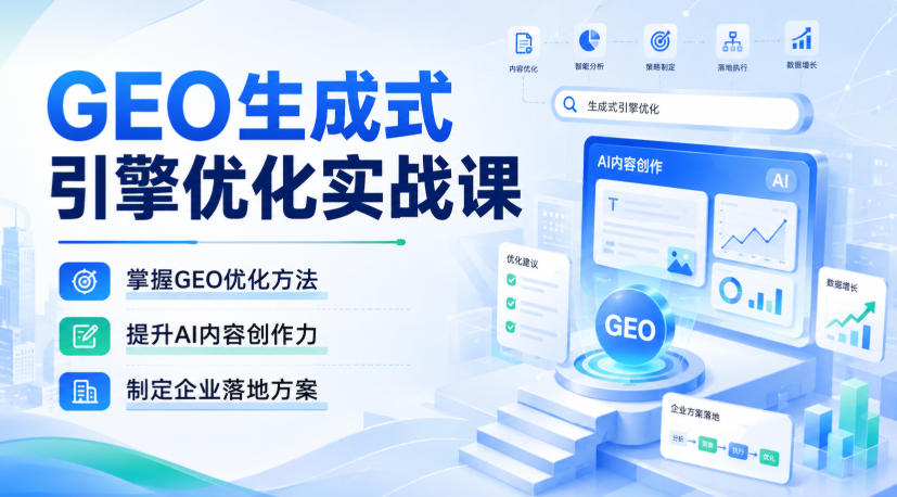 GEO生成式引擎优化实战课，掌握GEO优化方法，提升AI内容创作力，制定企业落地方案 - 臻优资源网
