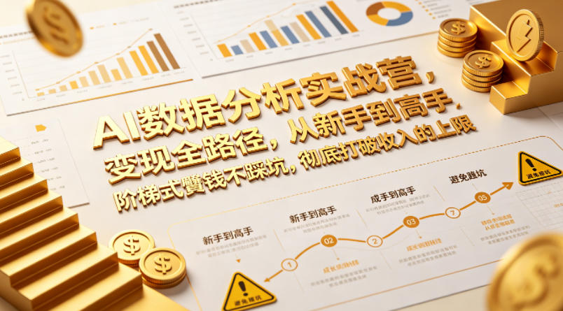 AI数据分析实战营，变现全路径，从新手到高手，阶梯式賺钱不踩坑，彻底打破收入的上限 - 臻优资源网