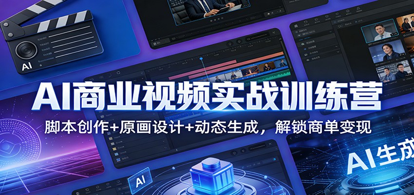 AI商业视频实战训练营：脚本创作+原画设计+动态生成，解锁商单变现 - 臻优资源网