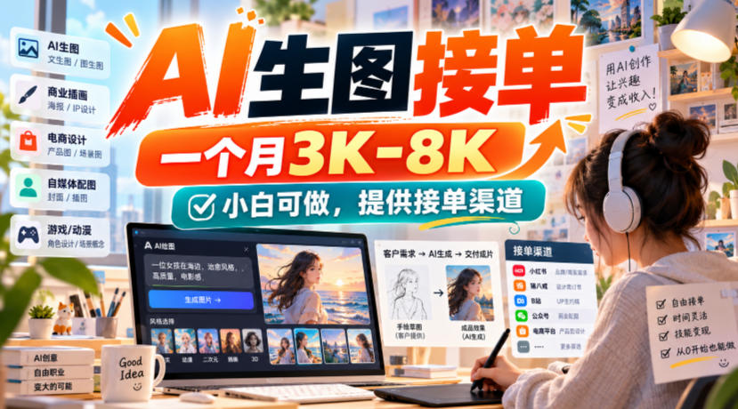 AI生图接单，一个月3K-8K，小白可做，提供接单渠道 - 臻优资源网