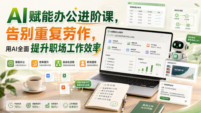 AI赋能办公进阶课，告别重复劳作，用AI全面提升职场工作效率 - 臻优资源网
