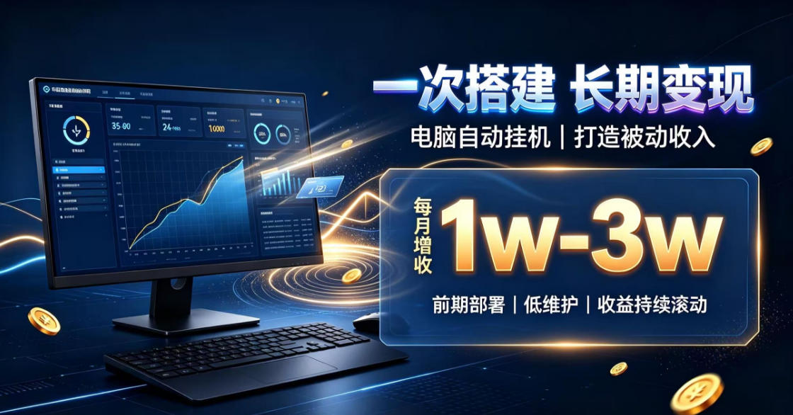 一份投入长期收益，电脑自动挂G类目，搭建被动收入每月增收1w-3w【揭秘】 - 臻优资源网