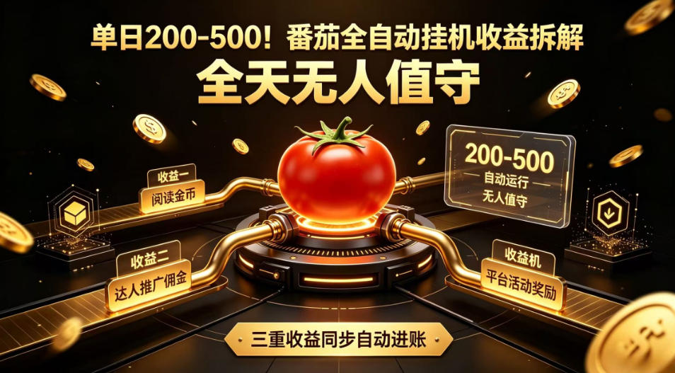 单日200-500！番茄全自动挂G收益拆解，全天无人值守，矩阵操作收益翻倍【揭秘】 - 臻优资源网